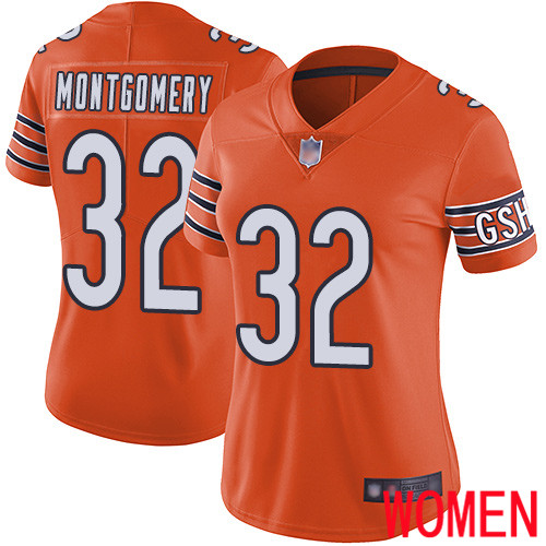 Chicago Bears Limited Orange Women David Montgomery Alternate Jersey NFL Football 32 Vapor Untouchable